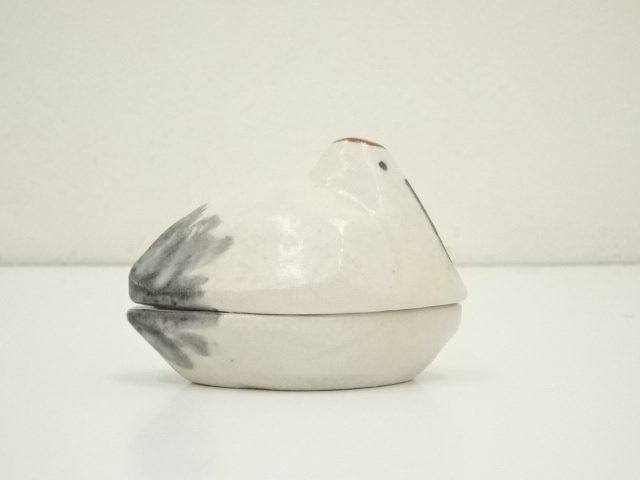  加藤晃楽造　鶴香合（共箱）